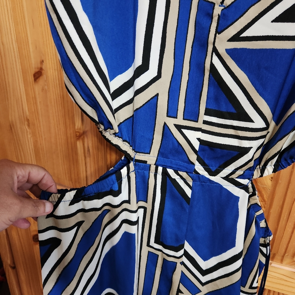 Nwt Womens Banana Republic Blue and White Geometric Dress - Picture 9 of 12